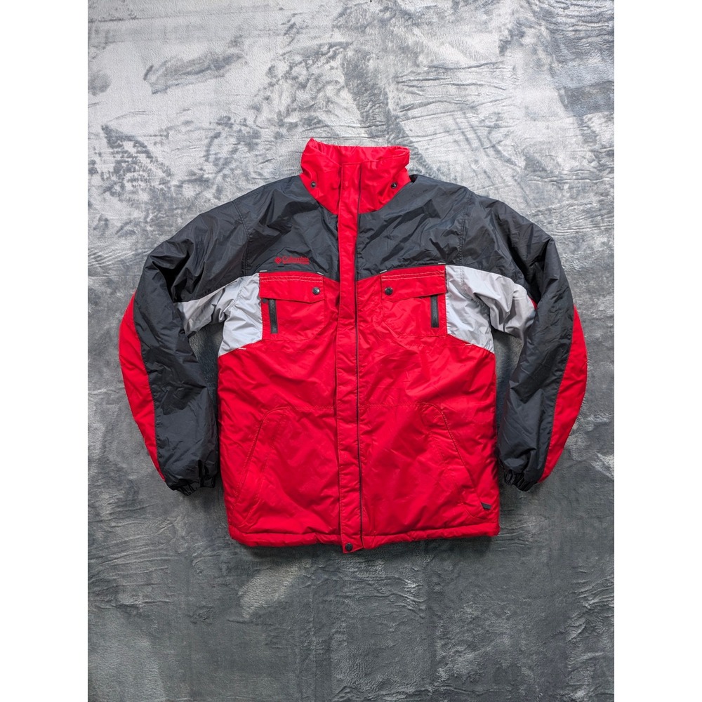 Columbia Sportswear Mens Youth 18/20 Red Black Colorblock Puffer Jacket